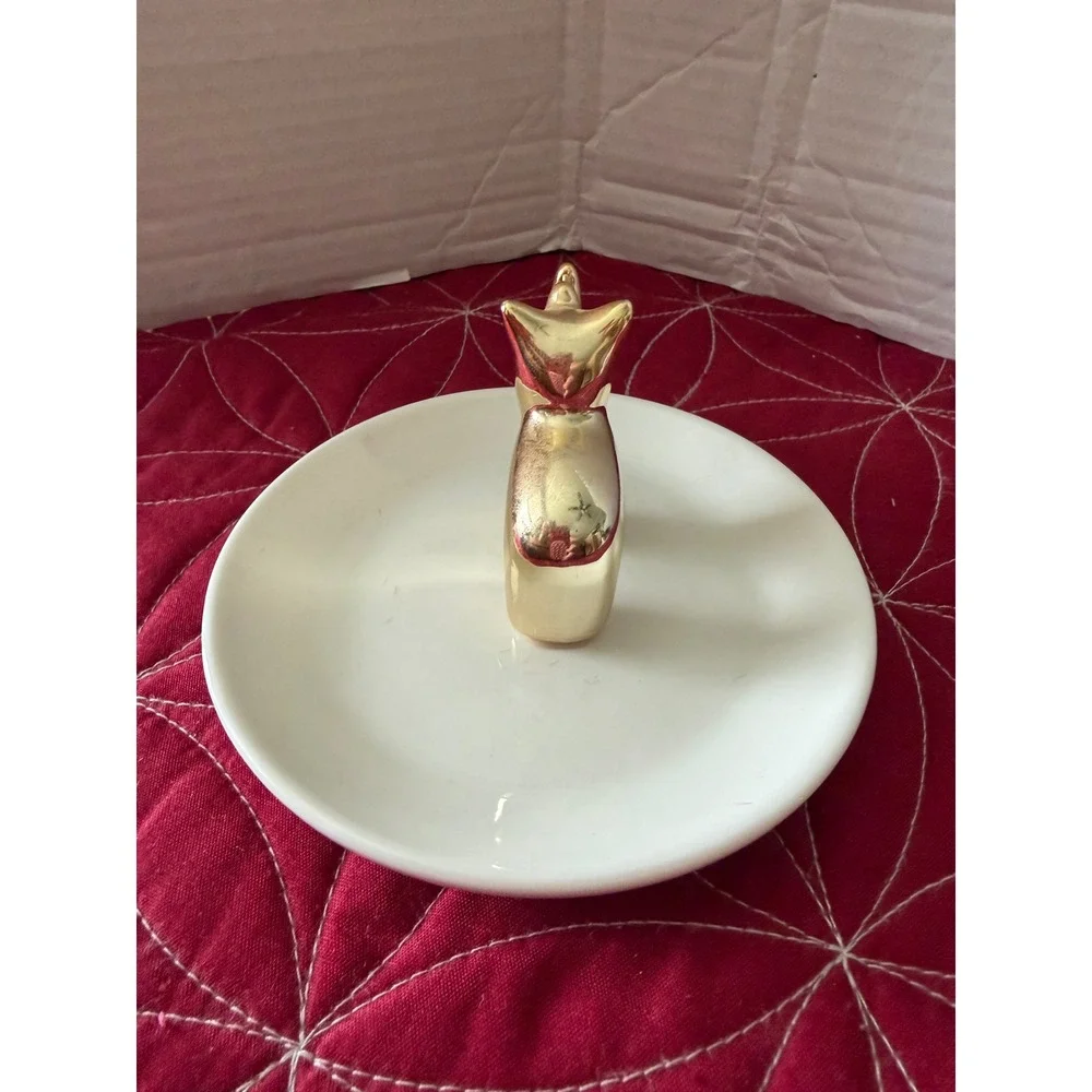 Isaac Mizrahi Gold Rhinoceros Ceramic Jewelry Trinket Dish Ring Holder CR71-RH-G